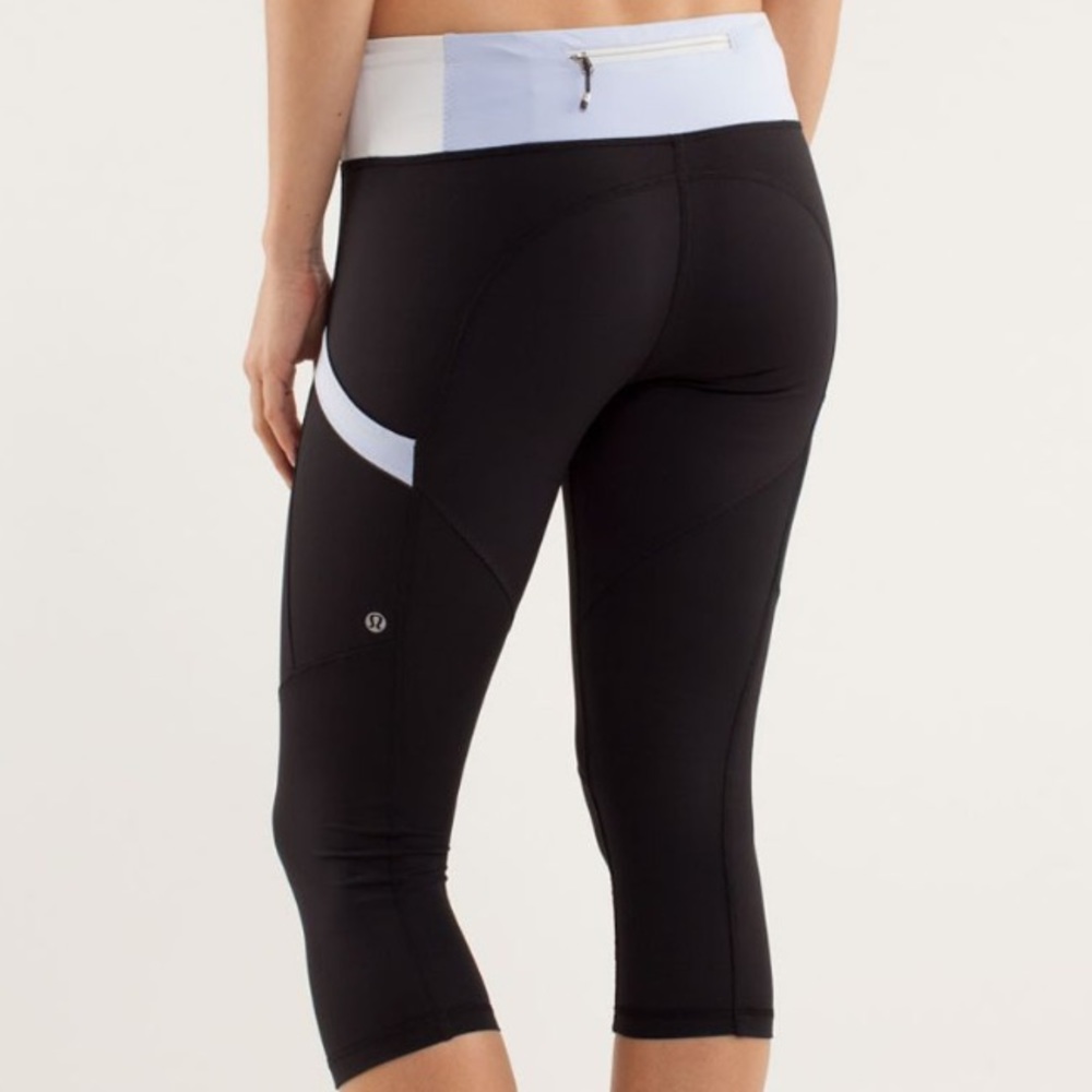 Lululemon crop leggings black/cool breeze/nimbus